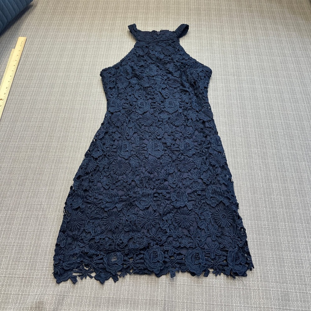 Romantic Midi Floral Lace Overlay Dress Small Halter‎ Indie Hoco Wedding Guest